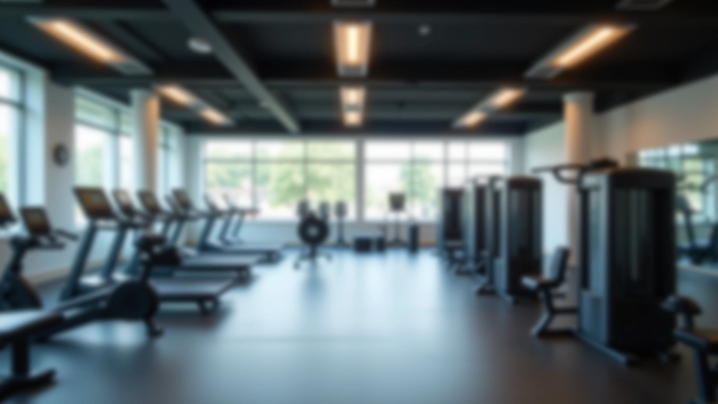 Fitnessstudio oder Sportstudio von innen, moderne Ausstattung mit Geräten