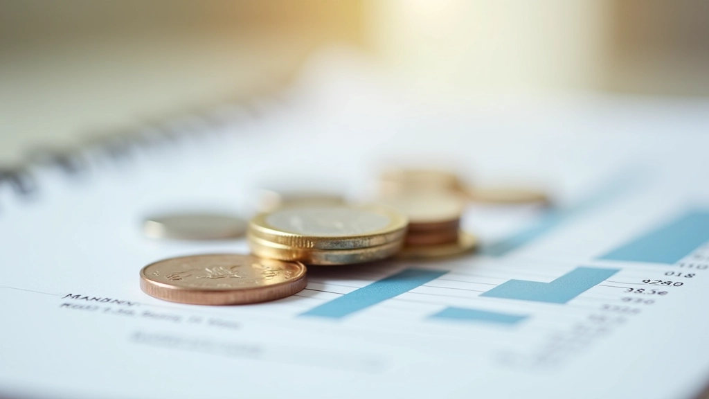 Münzen und Sparbüchse auf Finanzdiagramm Hintergrund
