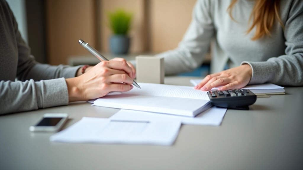 Monatliches Budget Planing mit Notizbuch und Taschenrechner