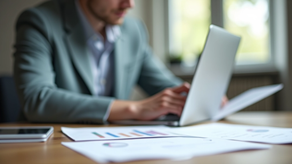 Person am Laptop arbeitet an Finanzplanung