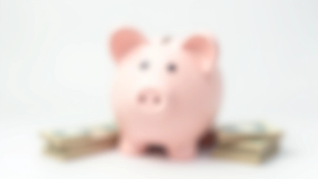 Sparschwein neben Geldscheinbündeln, sparsamer Lebensstil symbolisiert, helles Studio-Licht, minimalistischer Hintergrund