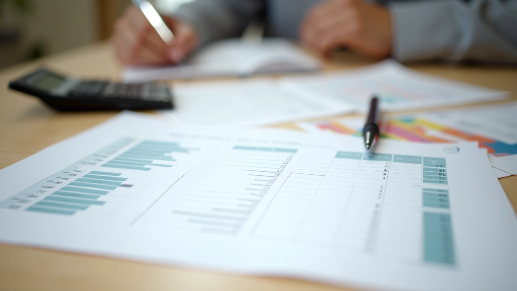 Finanzplanungsdokumente und Optimierungsmaterialien auf einem professionellen Arbeitsplatz